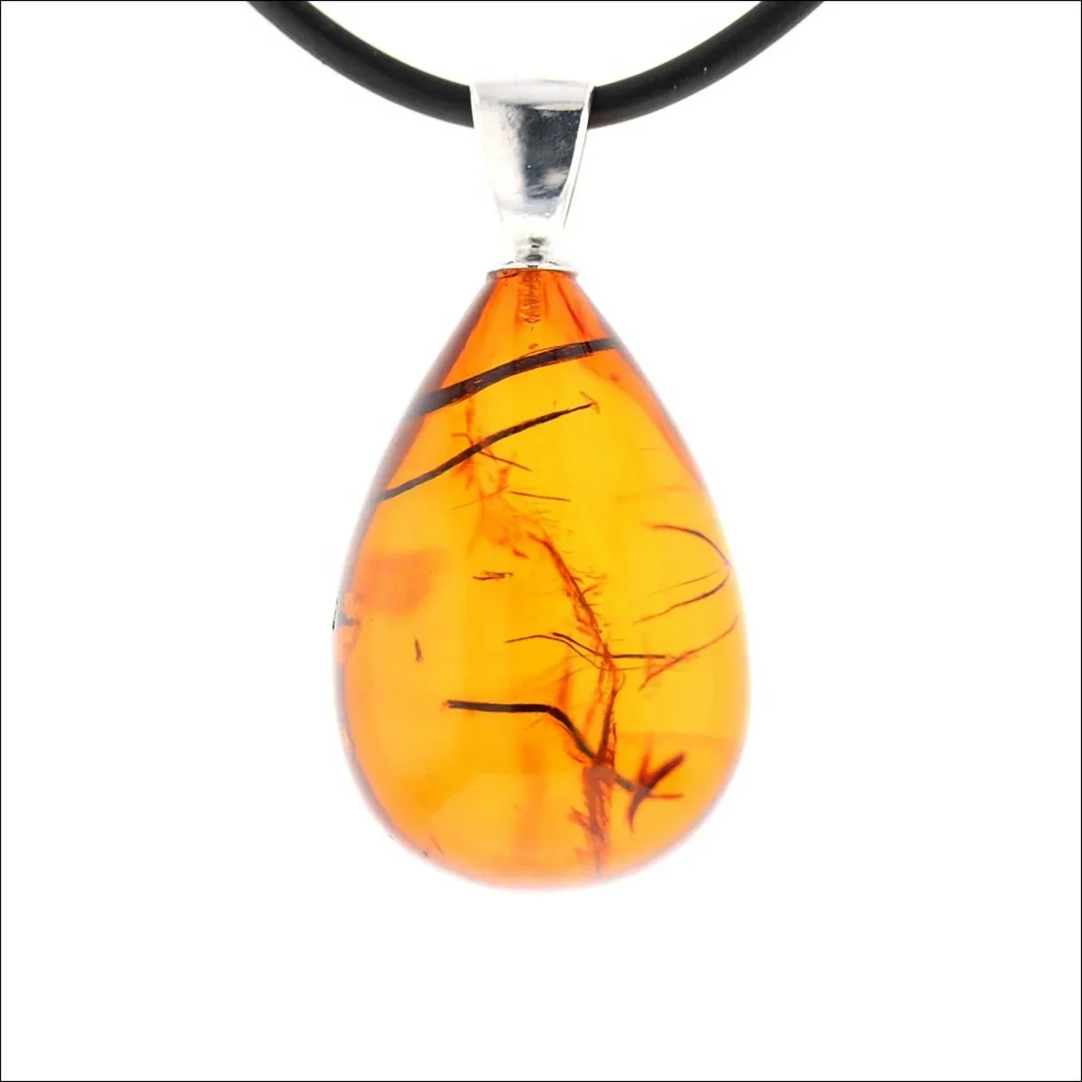 Amber Drop Pendant Sterling Silver (Consignment)