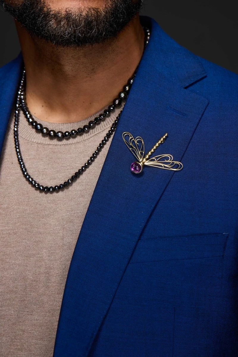 Amethyst Dragonfly Brooch 18KY - Image 2