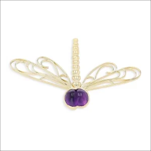 Amethyst Dragonfly Brooch 18KY