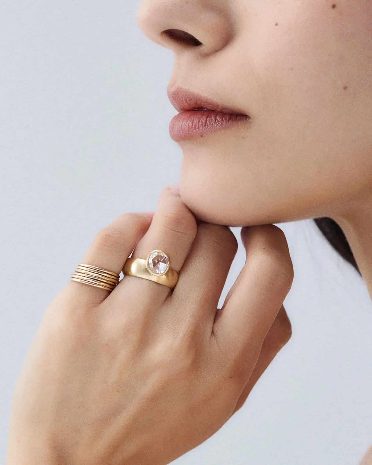 Antique Rose Cut Diamond Monolith Ring - Image 2