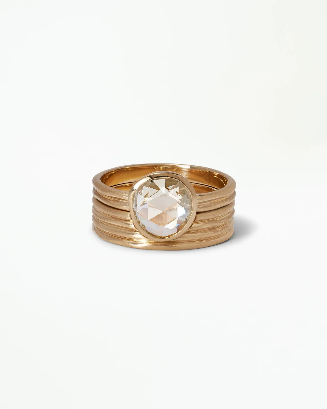 Antique Rose Cut Diamond Ridge Ring Set
