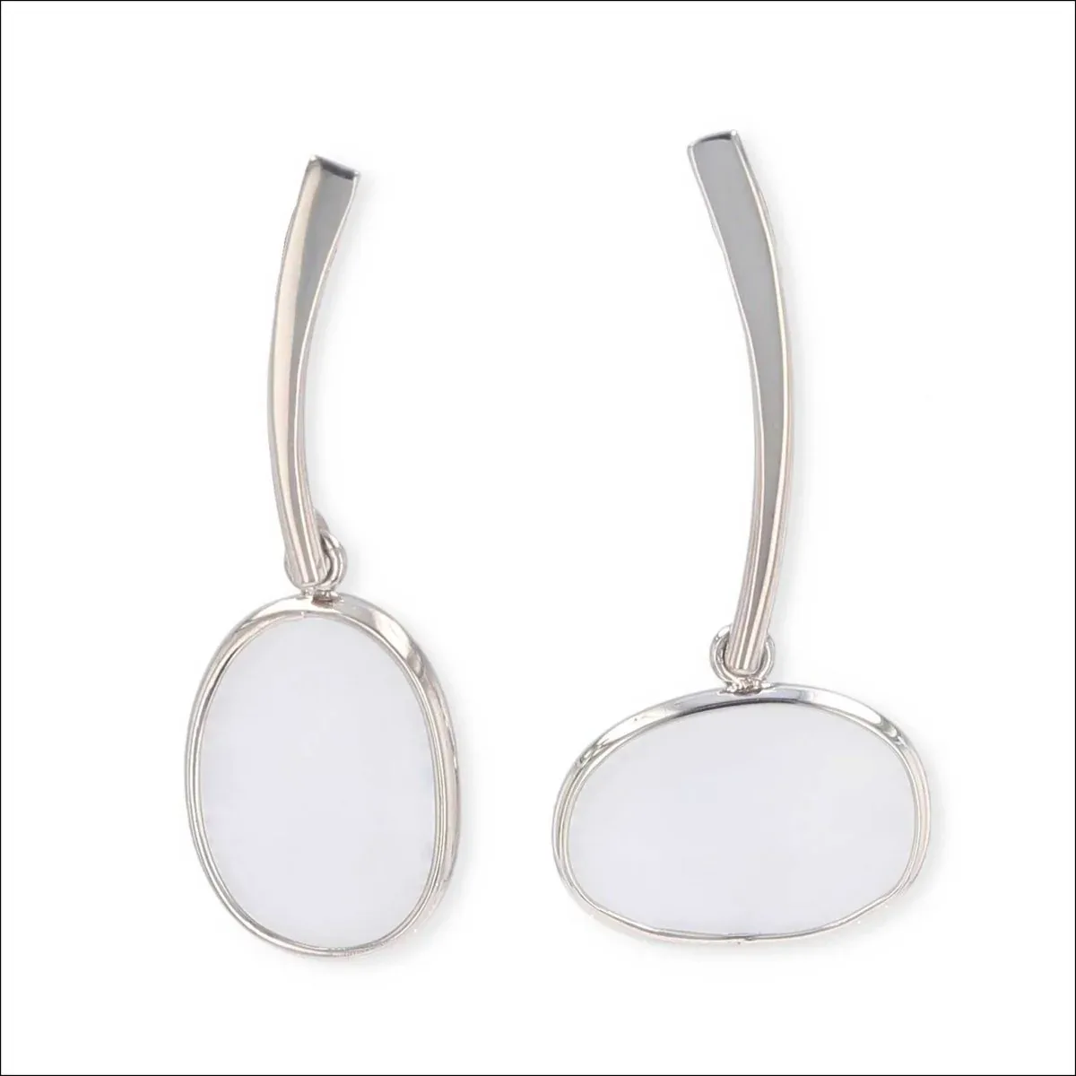 Asymmetrical Rose Cut Moonstone Forged Dangle Earrings 14KW