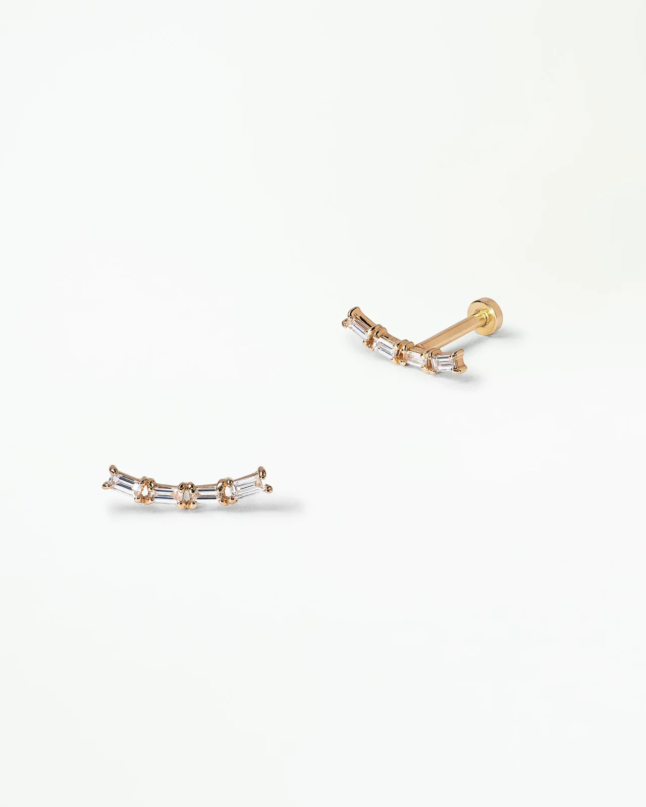 Baguette Cut Diamond Arc Flat Back Earring