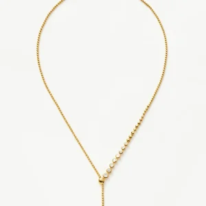 Beaded Stone Slider Lariat Necklace | 18ct Gold Vermeil/Cubic Zirconia