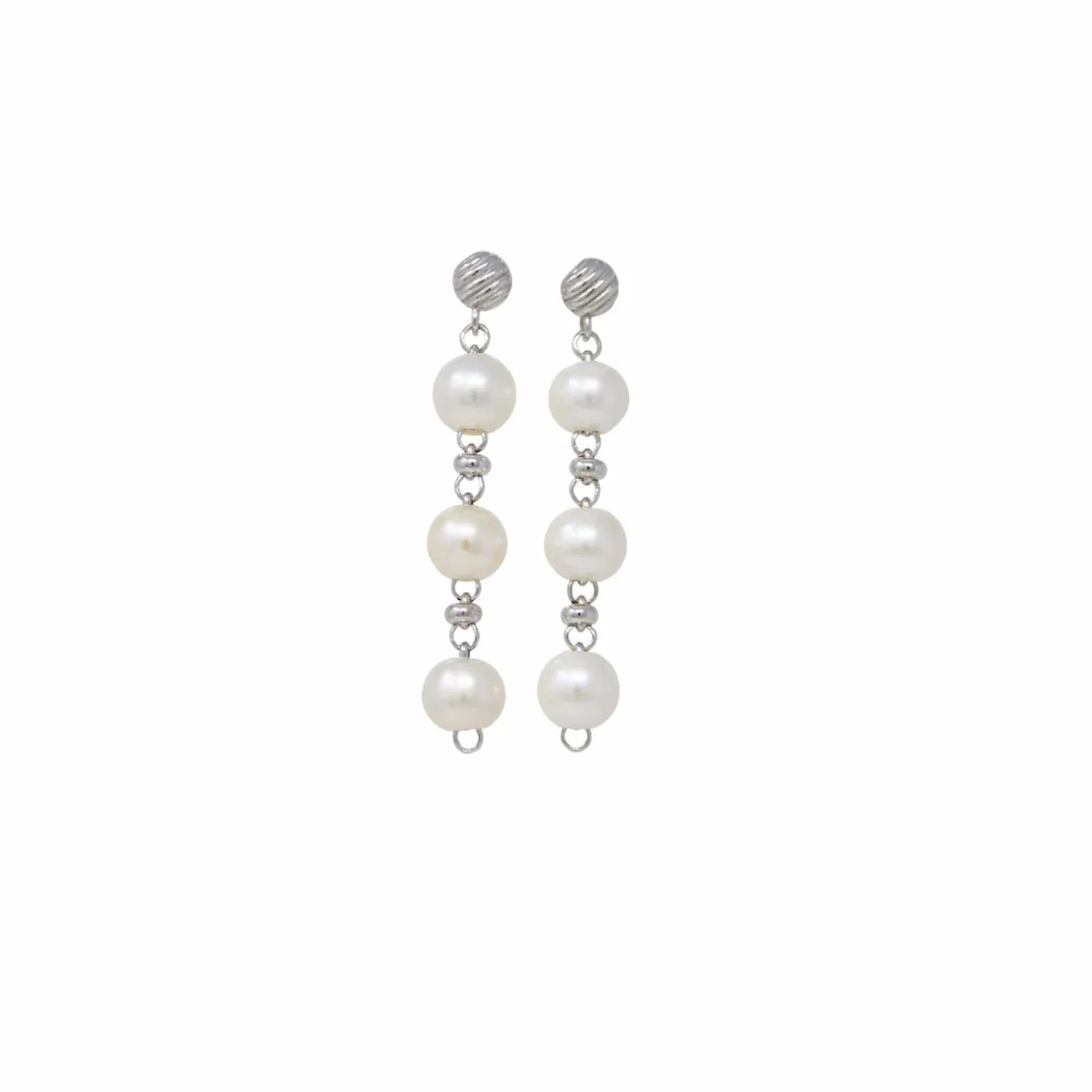 Bella Earrings with Pearls in Silver - Image 2