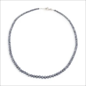 Black Diamond Bead Strand Necklace 14KW 16" 51.18cttw