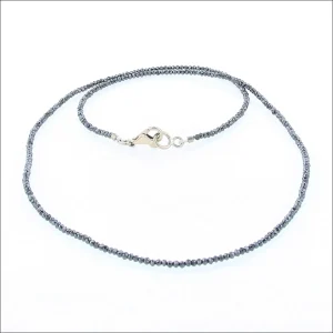Black Diamond Bead Strand Necklace 14KW 18" 12.3cttw