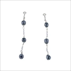 Black Diamond Briolette Earring Jackets 18KW (Consignment)