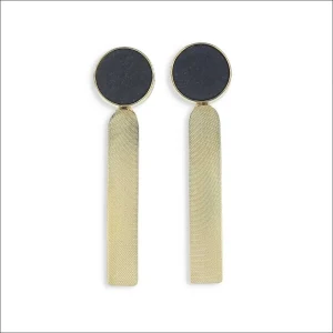 Black Jade Textured Sheet Earrings 18KY