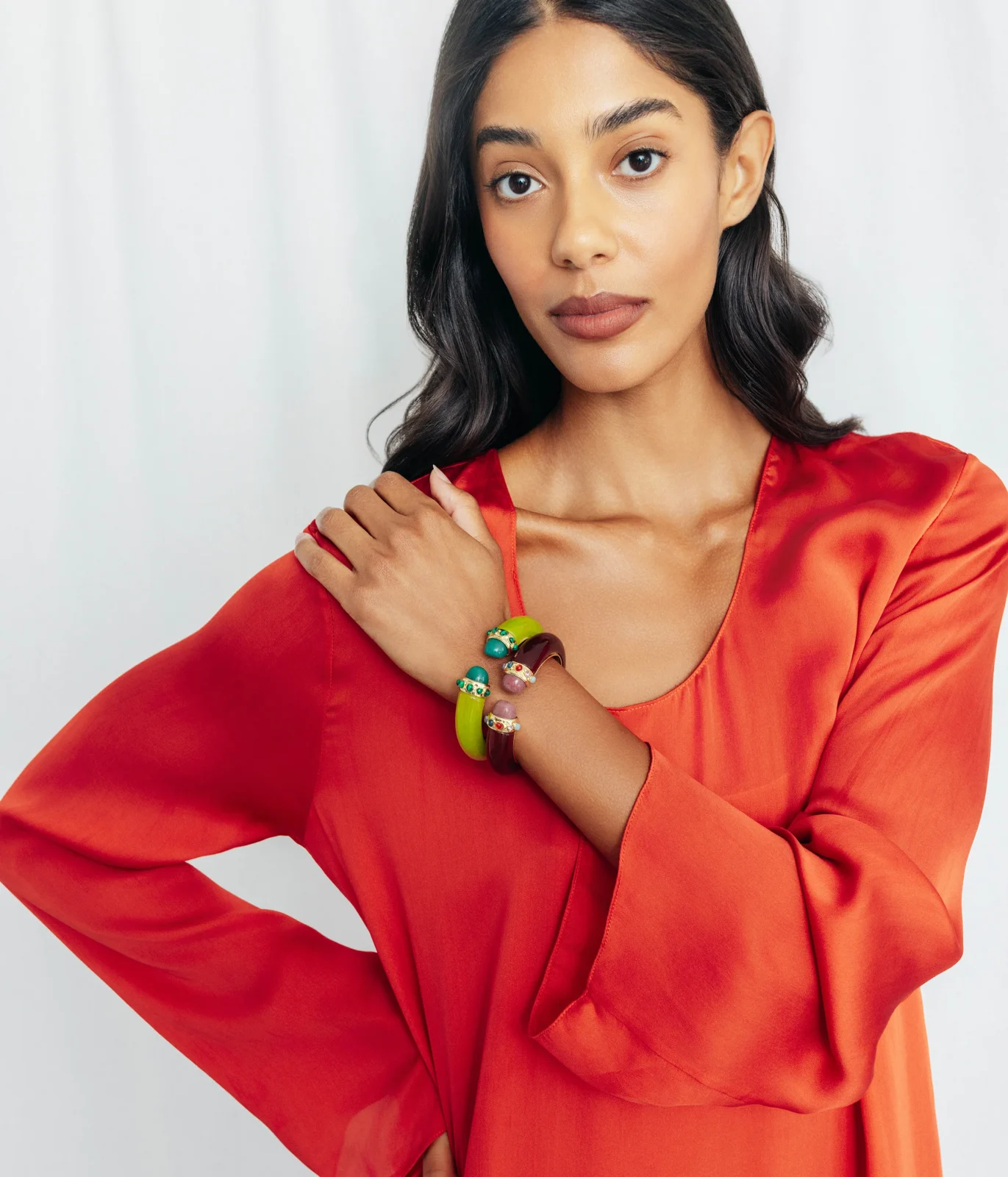 Cordelia Cuff Bracelet in Carnelian Red - Image 2
