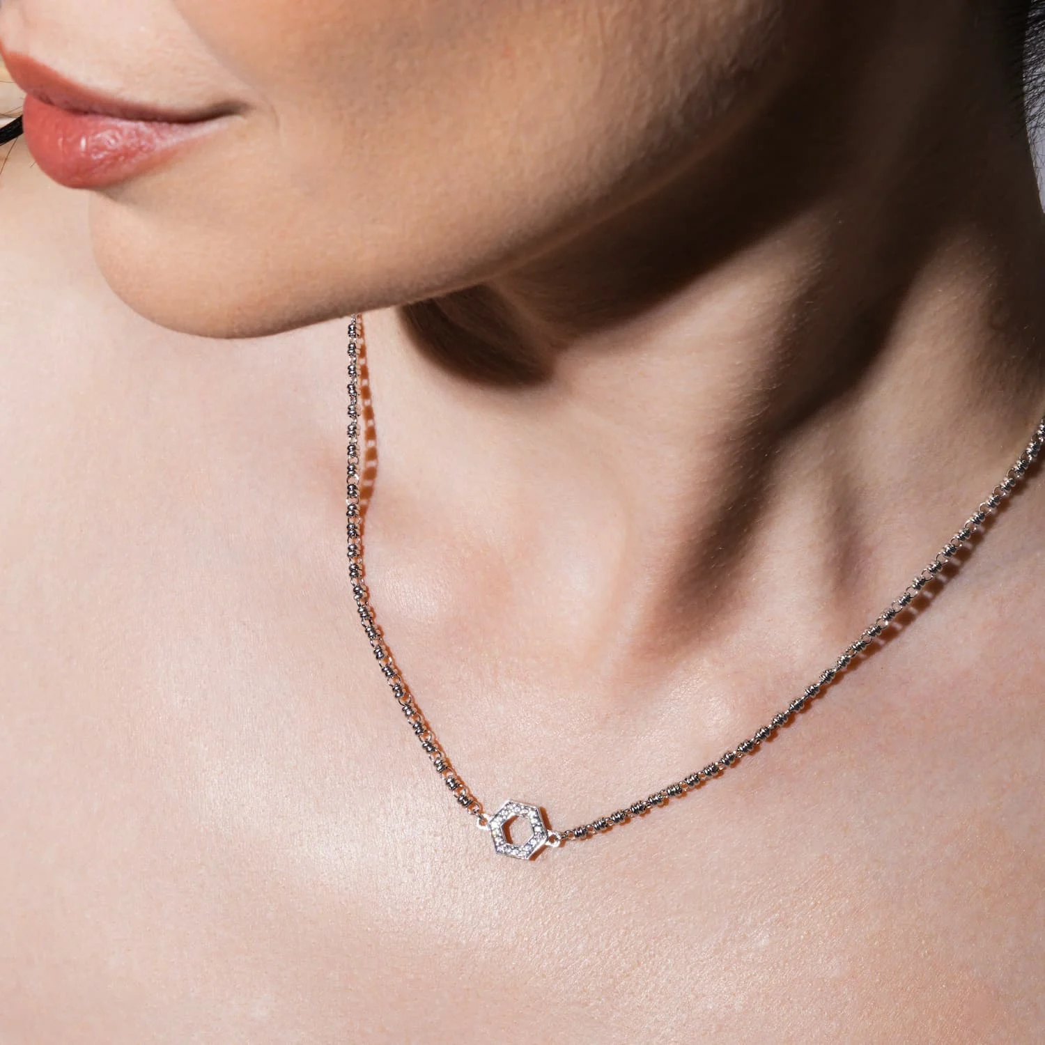 Deco Necklace in Silver With Pavé - Image 2