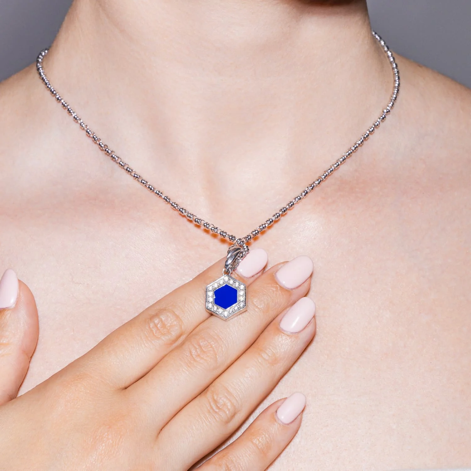 Deco Pendant in Silver With Blue, Turquoise & Pavé