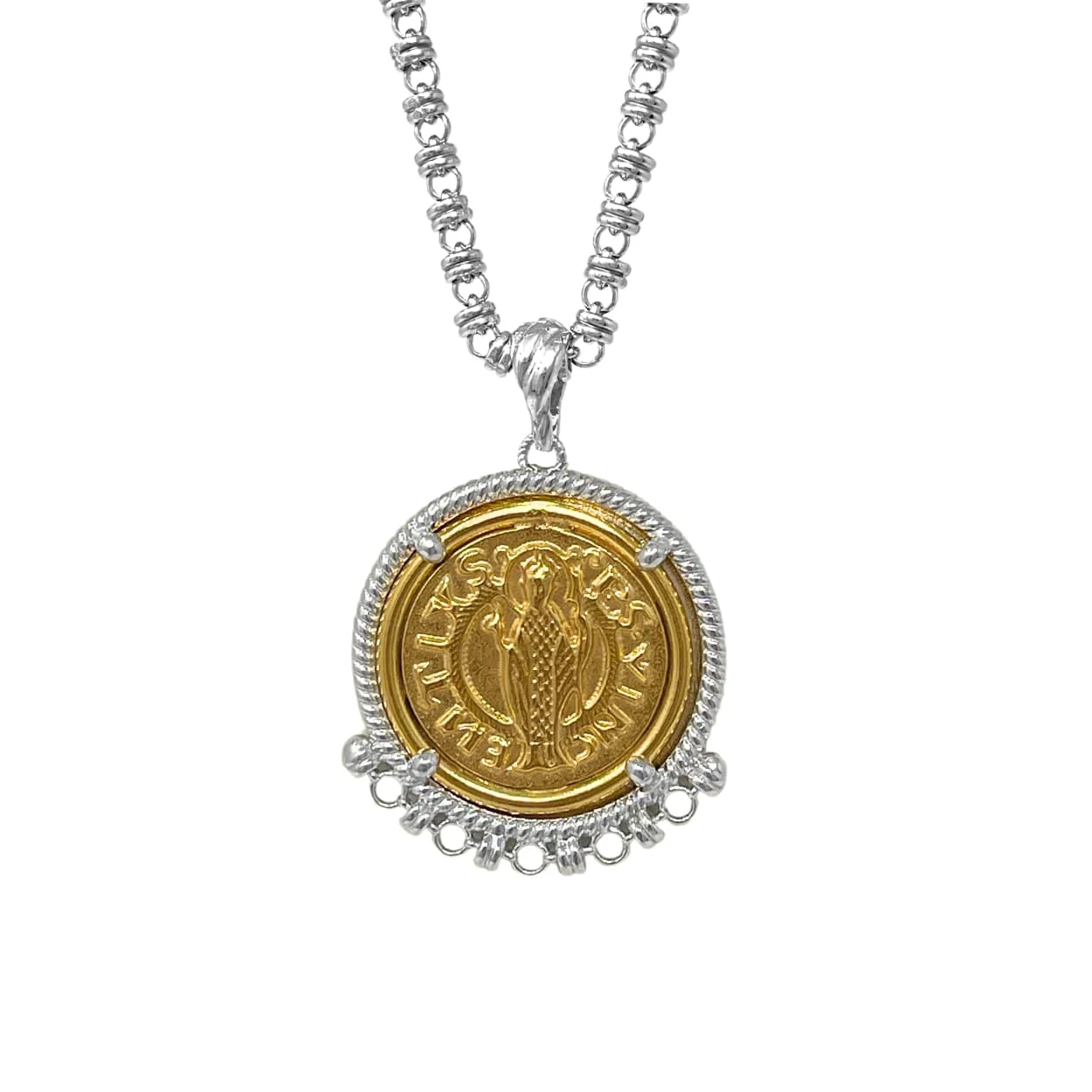 Demi Pendant in Silver with Cortona Coin in Gold - Image 2