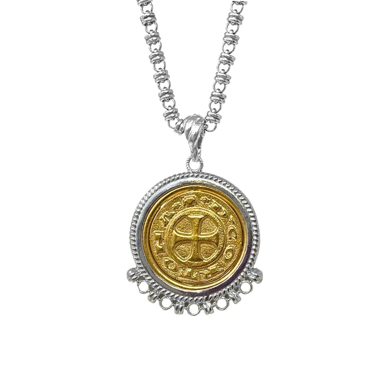 Demi Pendant in Silver with Cortona Coin in Gold