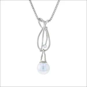 Diamond Pendant with Interchangeable Pearl Drops 18KW (Consignment)