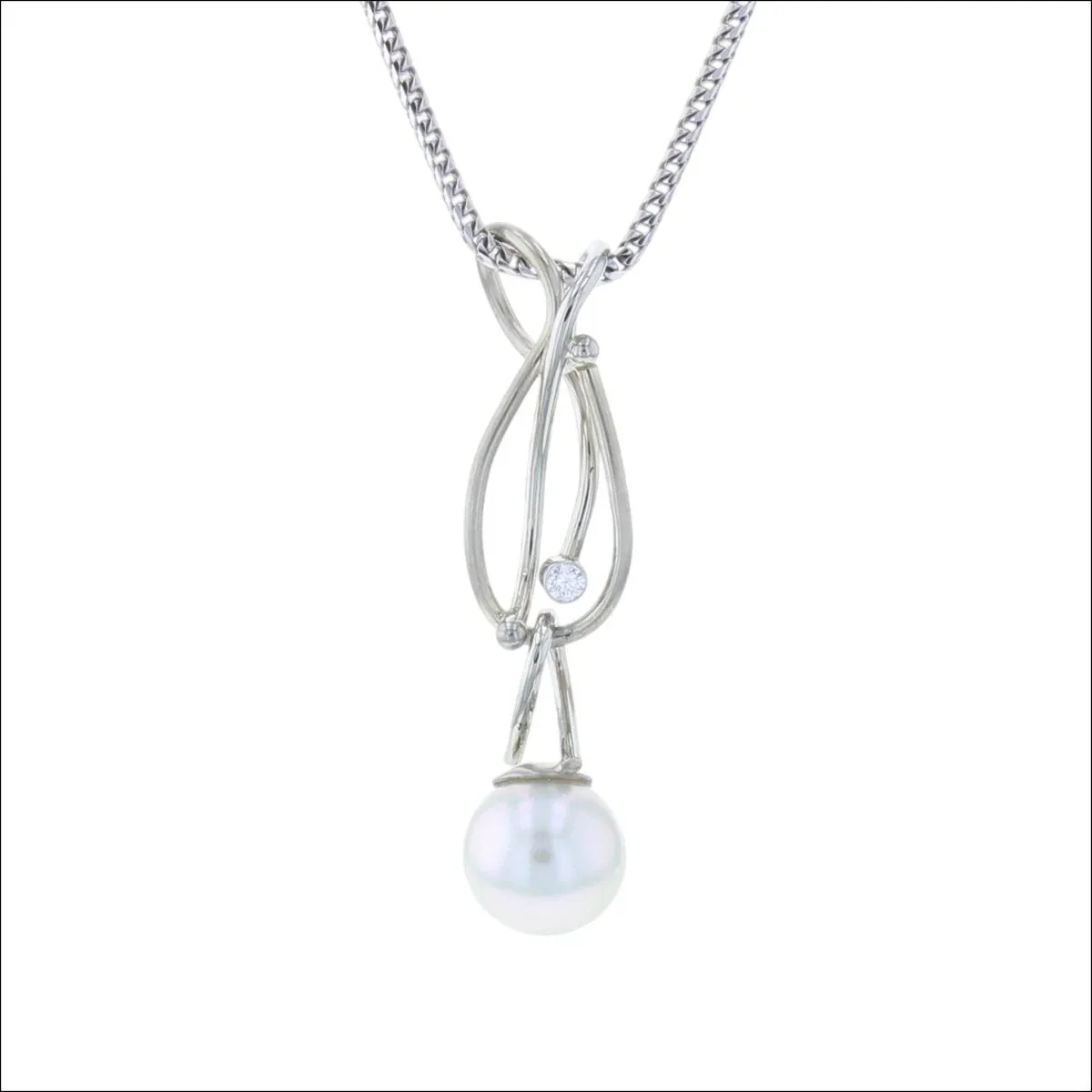 Diamond Pendant with Interchangeable Pearl Drops 18KW (Consignment)