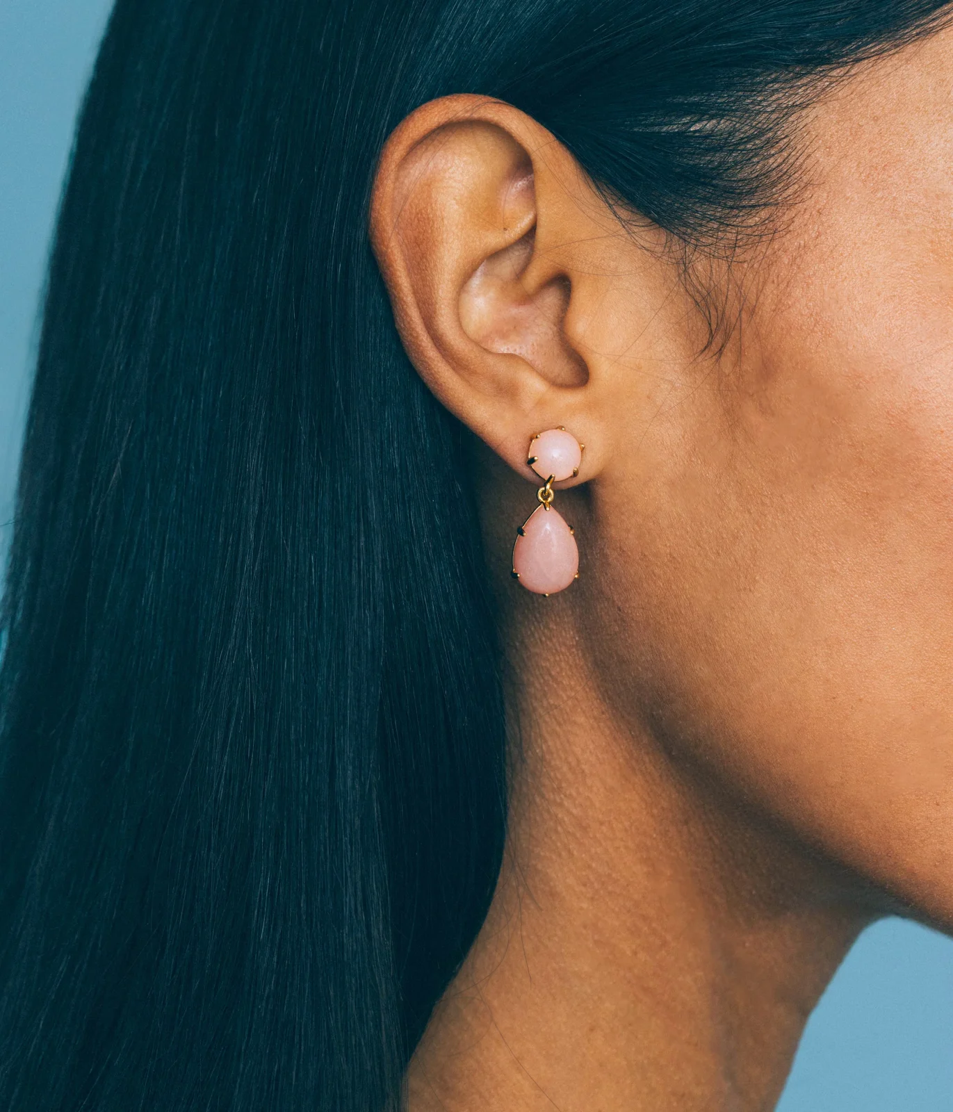 Elia Drop Earrings in Rose Quartz - Image 2