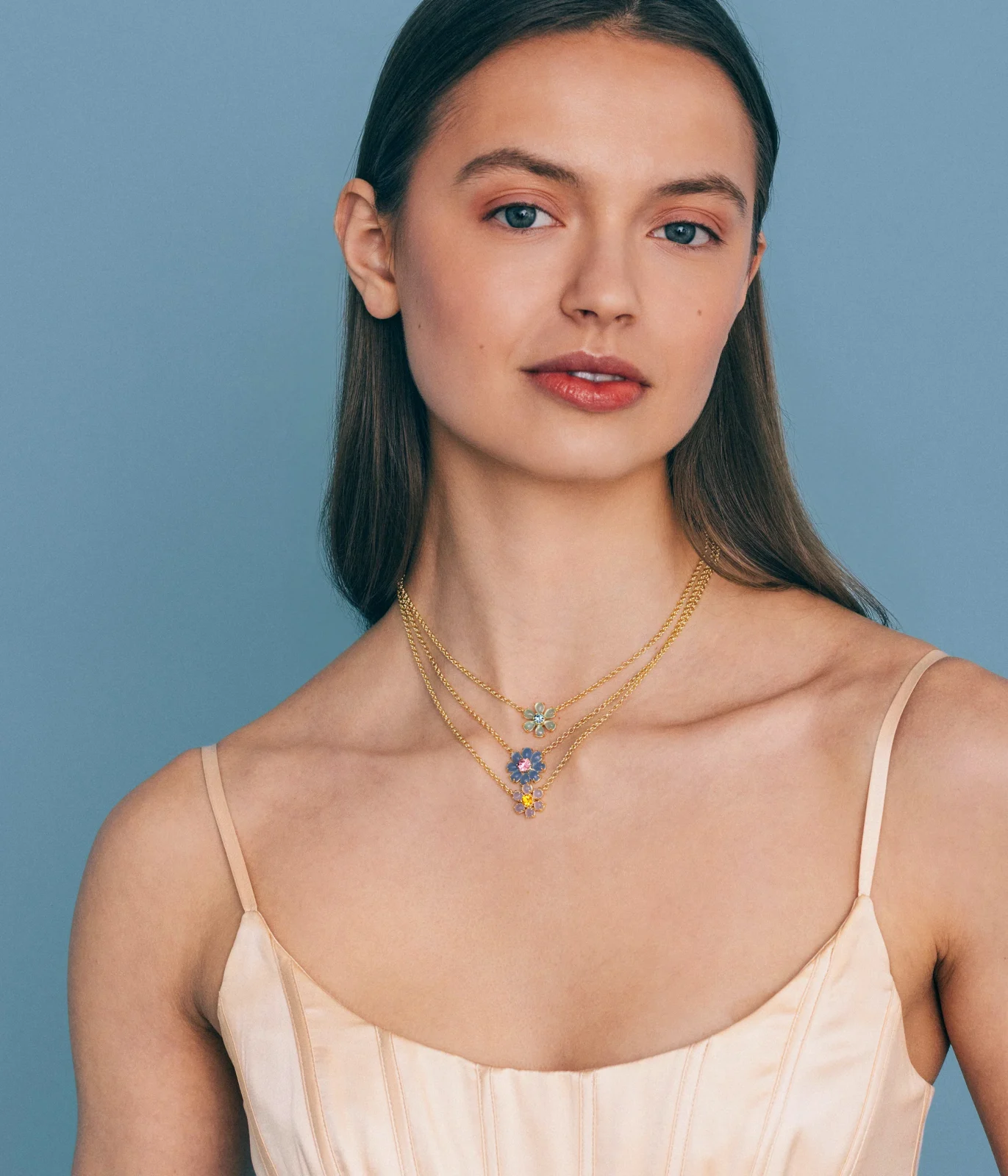 Emeline Flower Necklace in Blue - Image 2