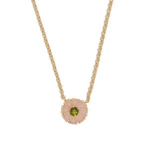 Emeline Flower Necklace in Rose Quartz