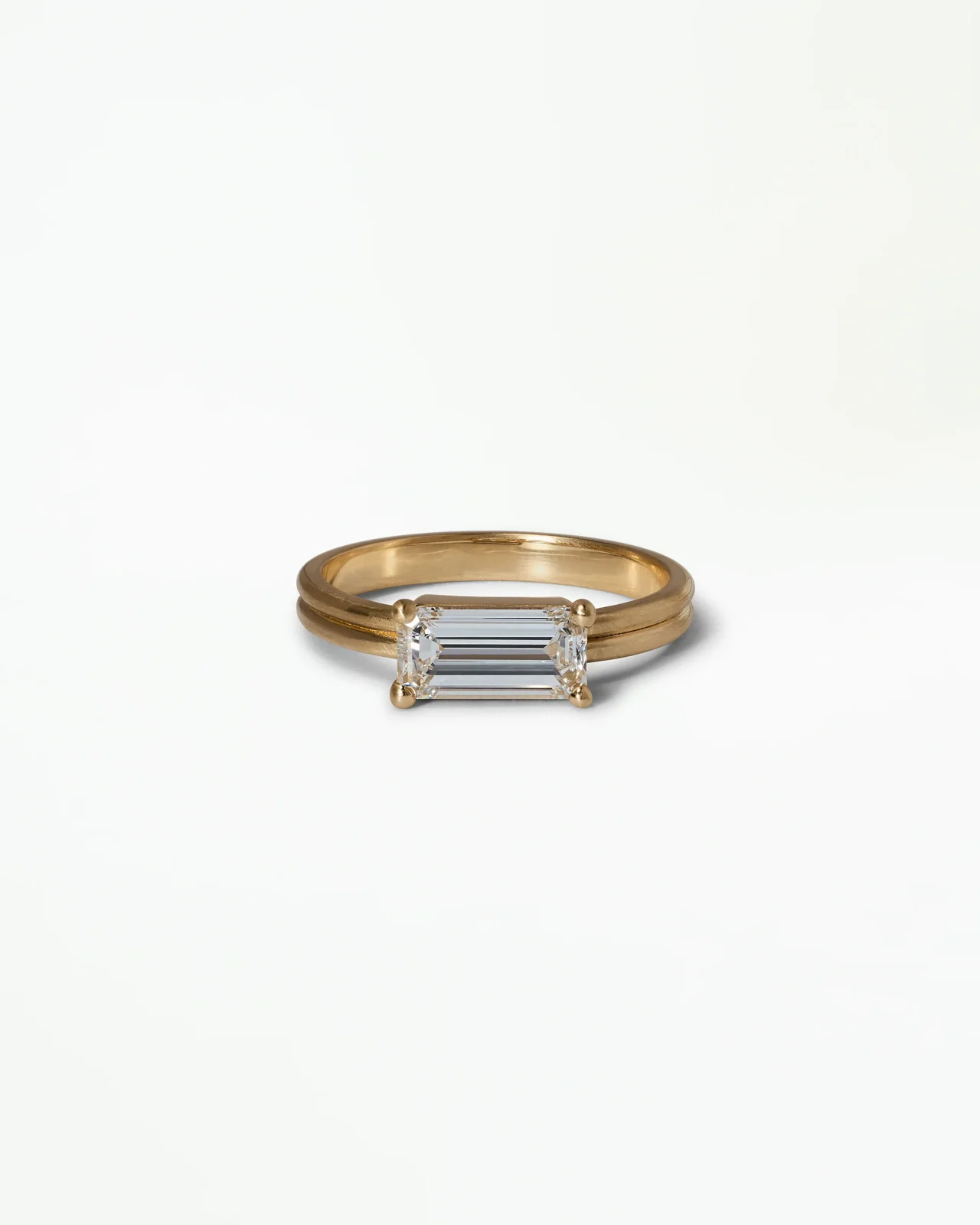 Emerald Cut Diamond Ridge Solitaire Ring No. 12