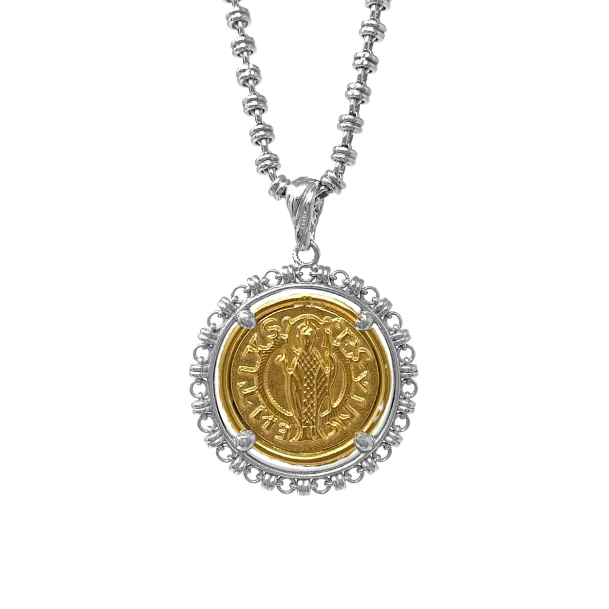 Filary Pendant in Silver with with Cortona Coin in Gold - Image 2