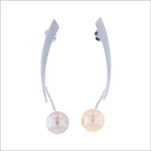 Freshwater Pearl Forged Earrings Platinum (Consignment)