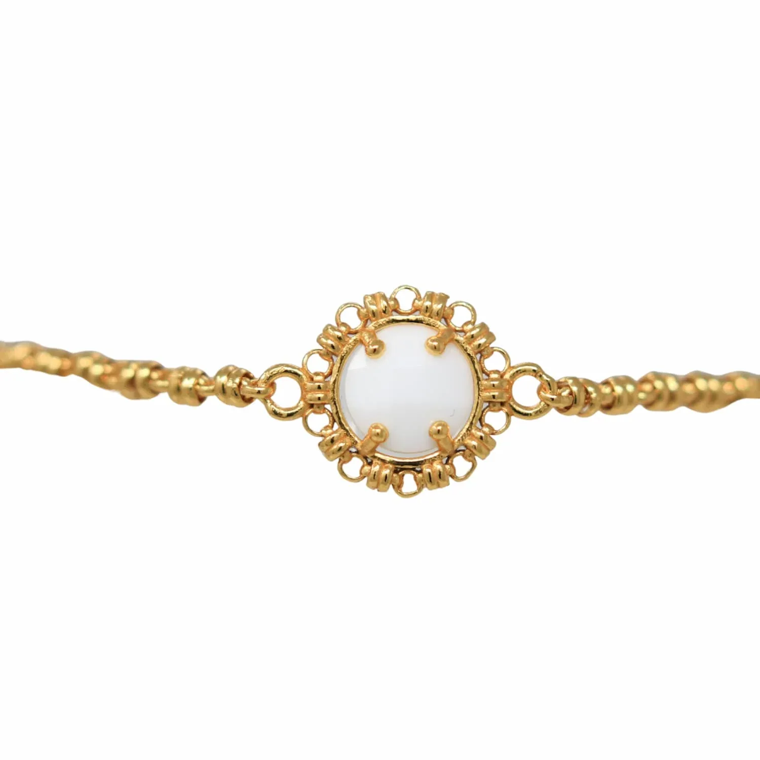 Gemma Bracelet in Gold with White Agate - Image 2