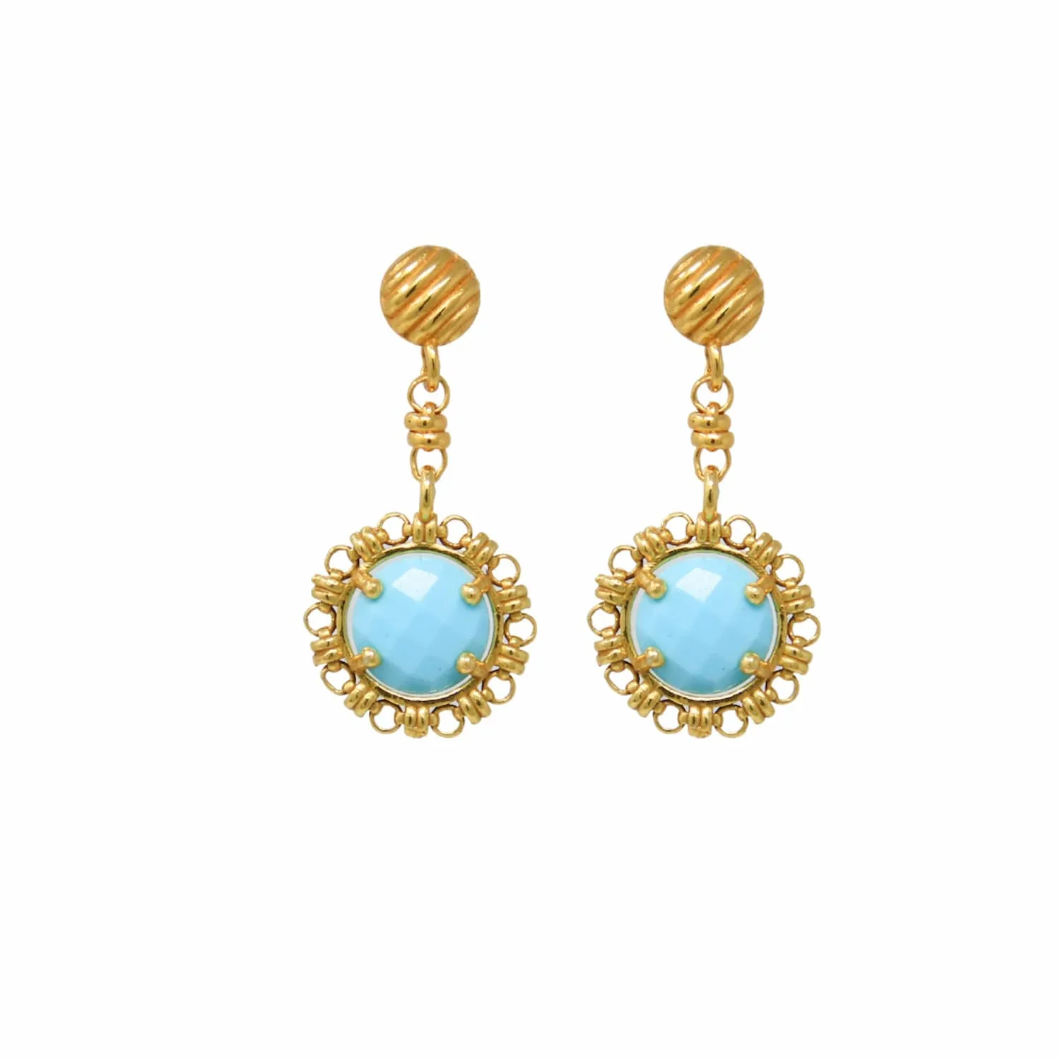 Gemma Earrings in Gold with Turquoise - Image 2