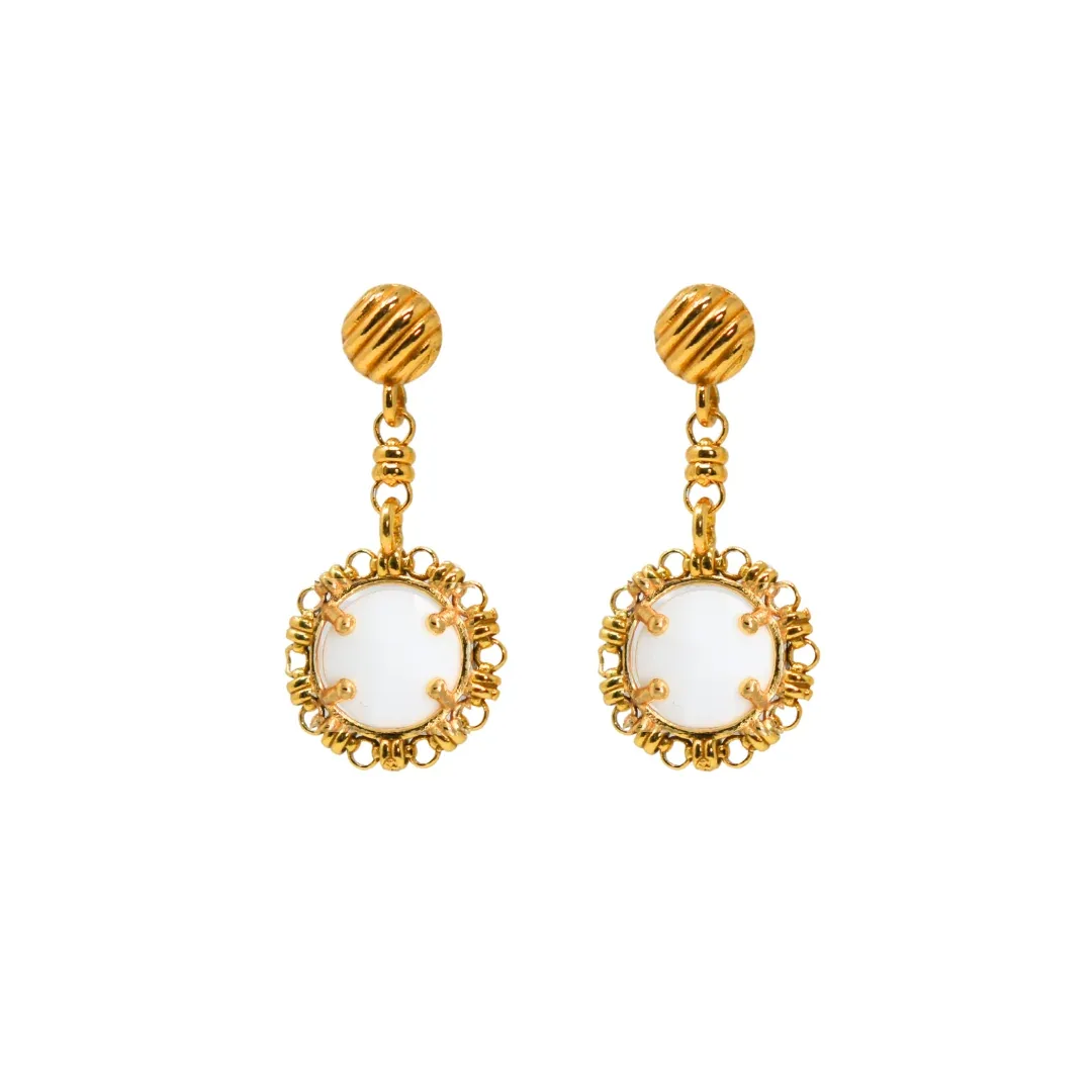 Gemma Earrings in Gold with White Agate - Image 2