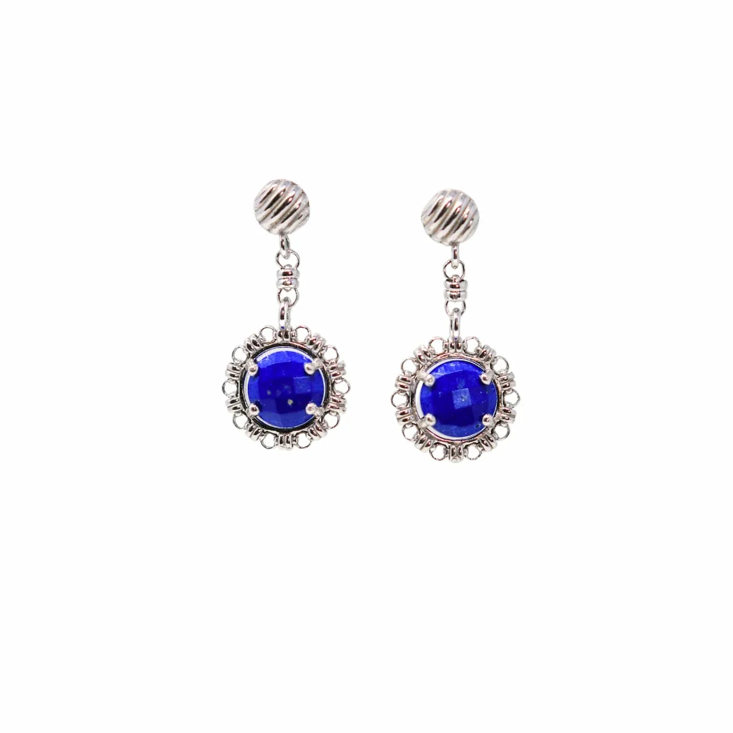 Gemma Earrings in Silver with Lapis - Image 2