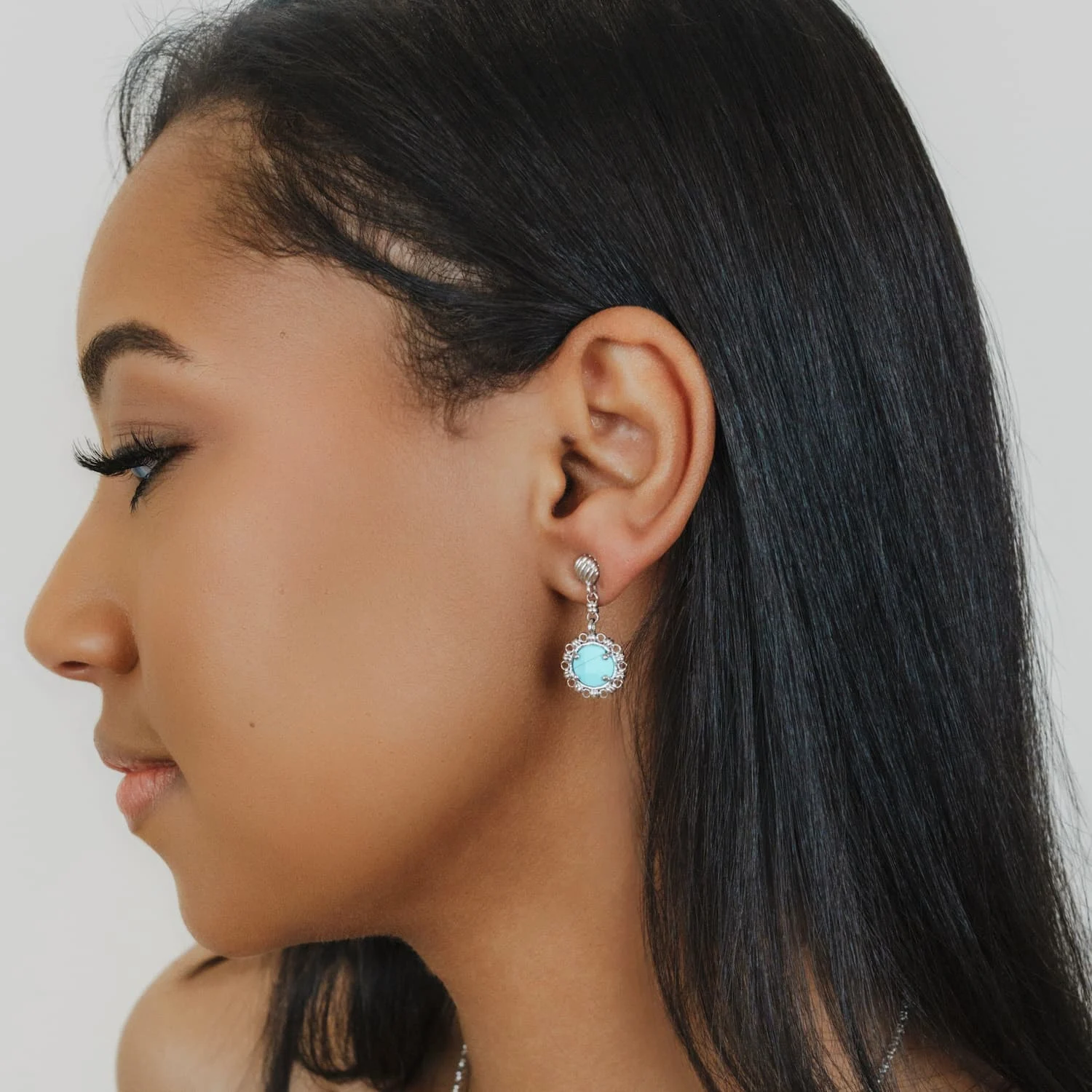 Gemma Earrings in Silver with Turquoise
