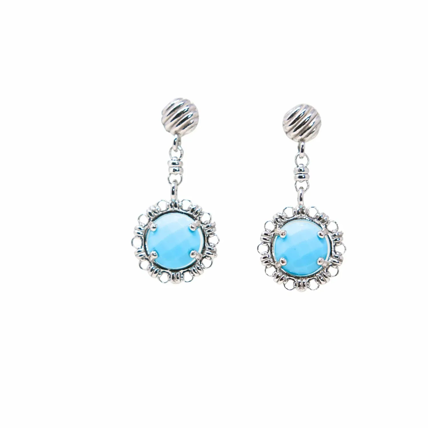 Gemma Earrings in Silver with Turquoise - Image 2