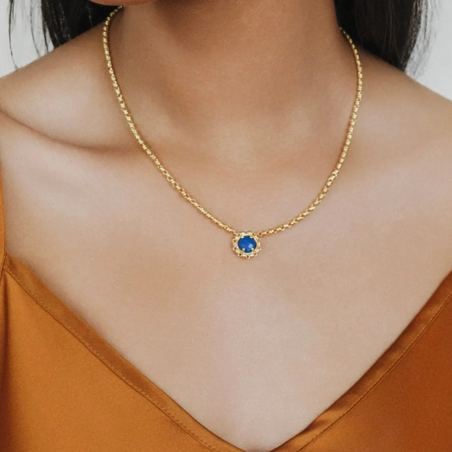 Gemma Necklace in Gold with Lapis