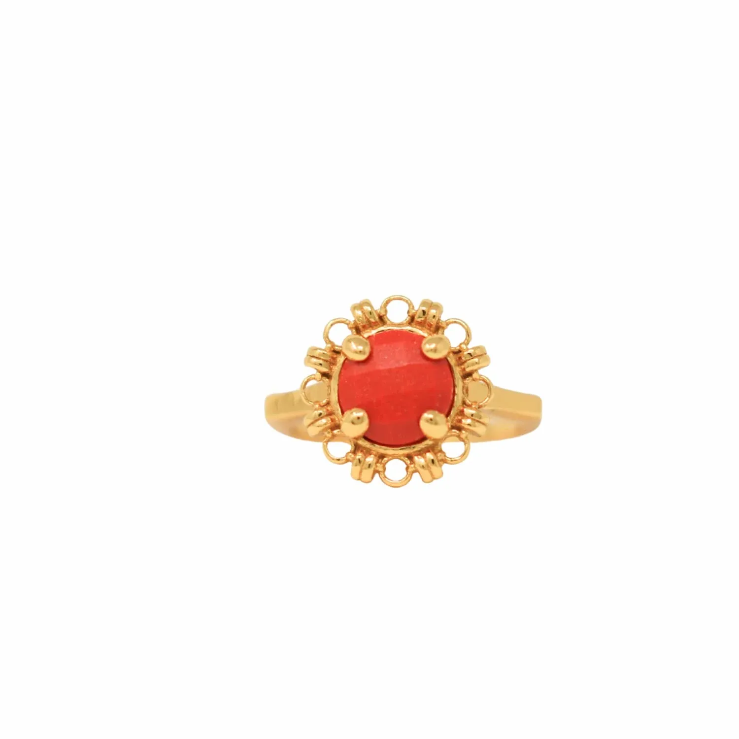 Gemma Ring in Gold with Coral - Image 2