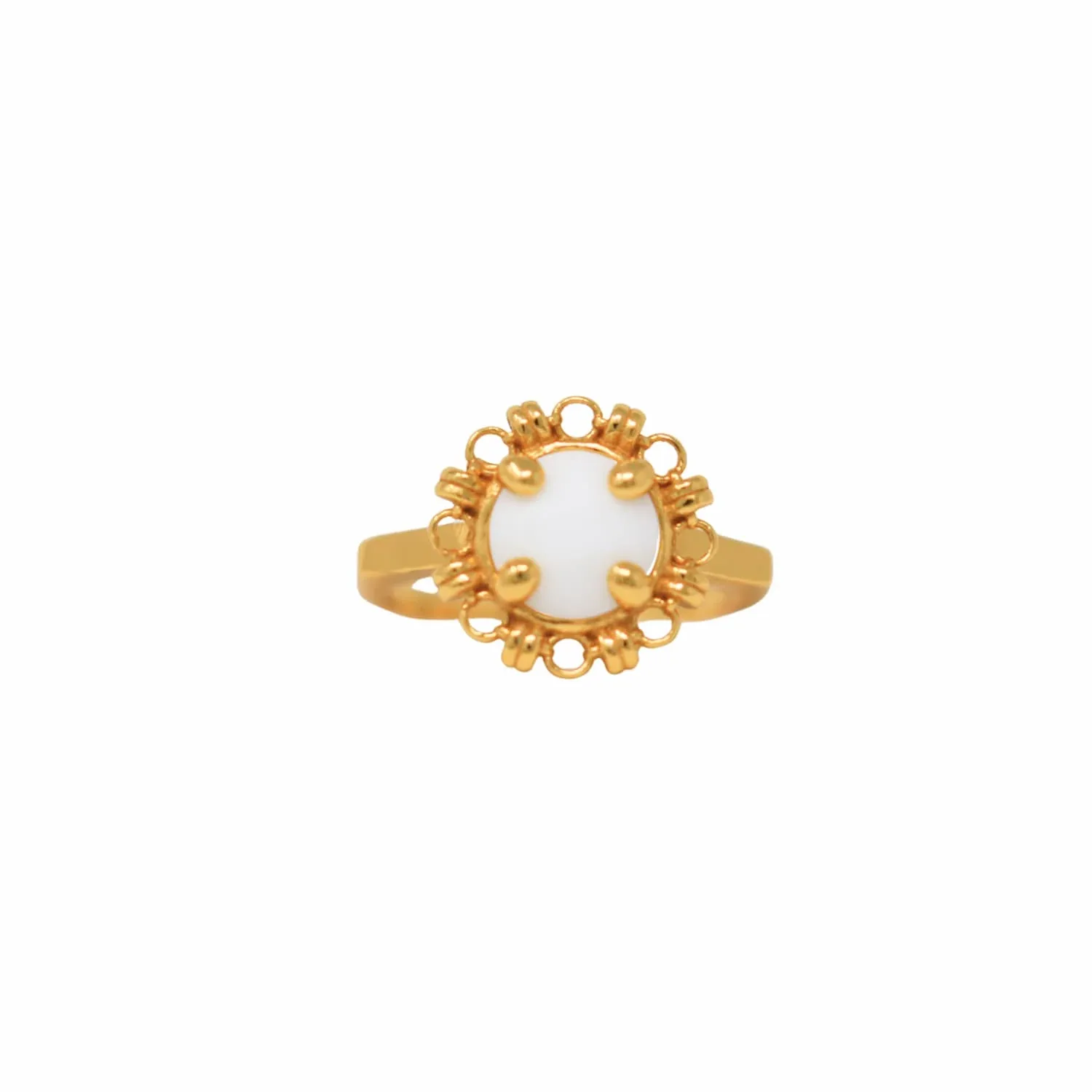 Gemma Ring in Gold with White Agate - Image 2