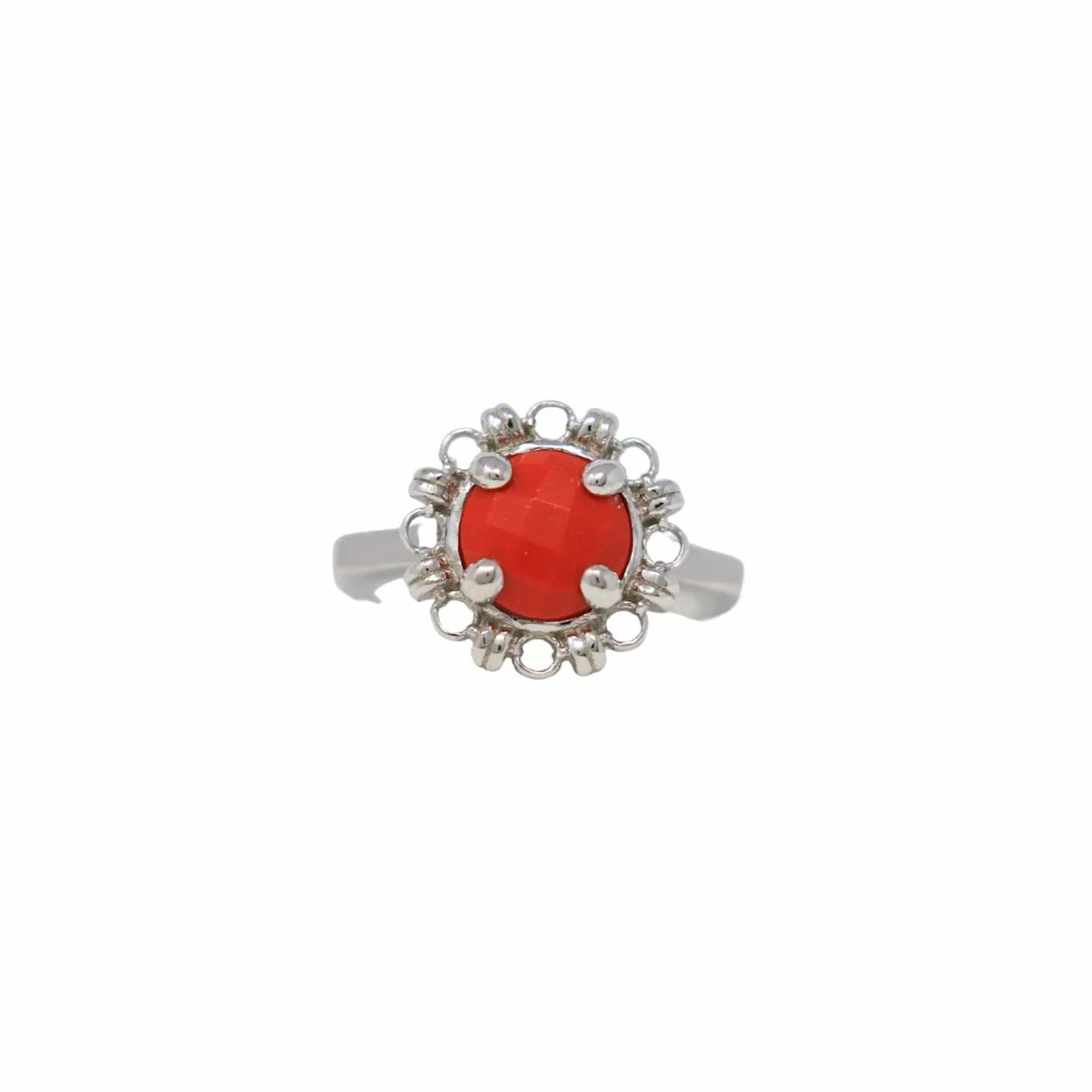 Gemma Ring in Silver with Coral - Image 2