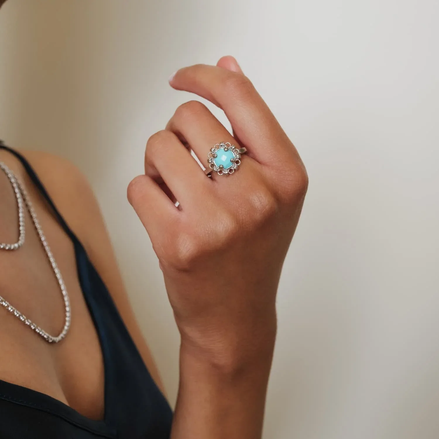 Gemma Ring in Silver with Turquoise