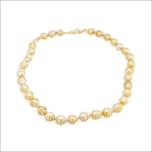 Golden South Sea Drop Pearl Strand Necklace 20" with Parts Clasp 18KY