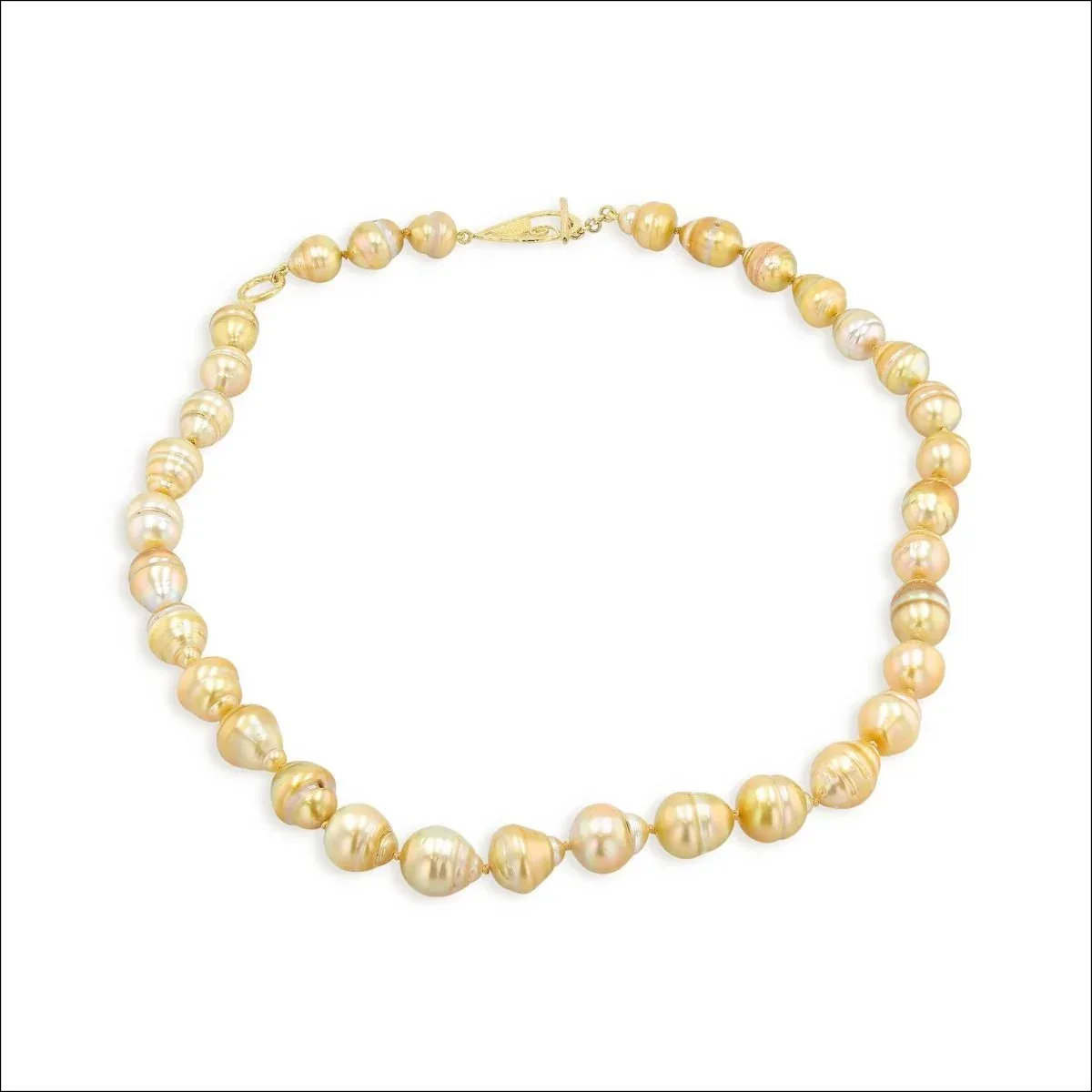 Golden South Sea Drop Pearl Strand Necklace 20" with Parts Clasp 18KY
