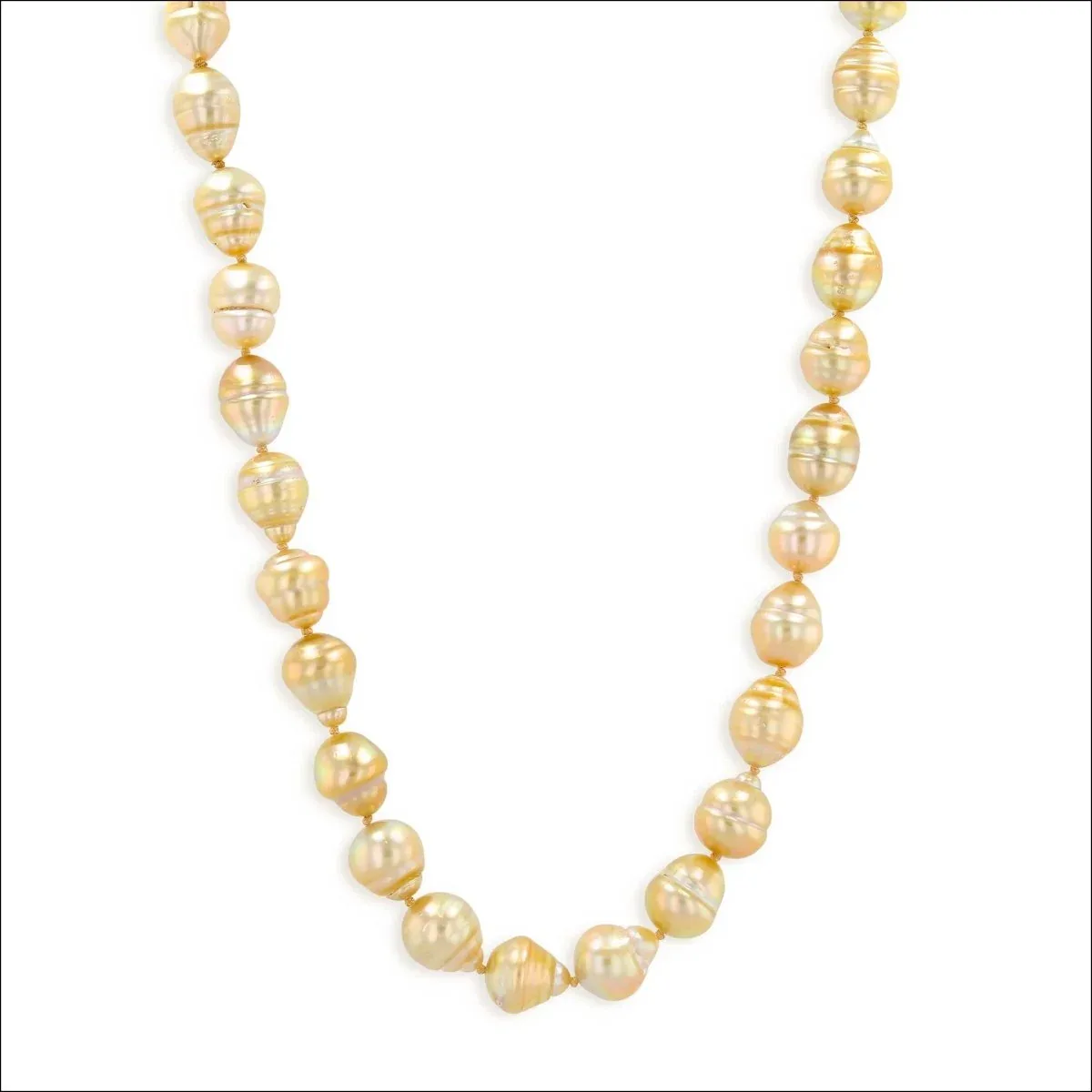 Golden South Sea Drop Pearl Strand Necklace 20" with Parts Clasp 18KY - Image 2