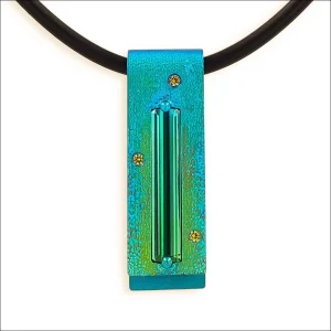 Green Tourmaline Yellow Sapphire Color Shift Anodized Niobium Foldover Pendant