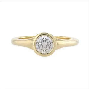 Ladyslipper Flared Shank Diamond Bezel Engagement Ring 18KY