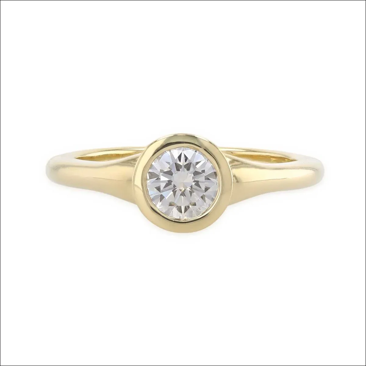Ladyslipper Flared Shank Diamond Bezel Engagement Ring 18KY