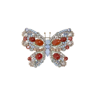Large Butterfly in Carnelian / Air Blue Opal / Chrysolite Opal