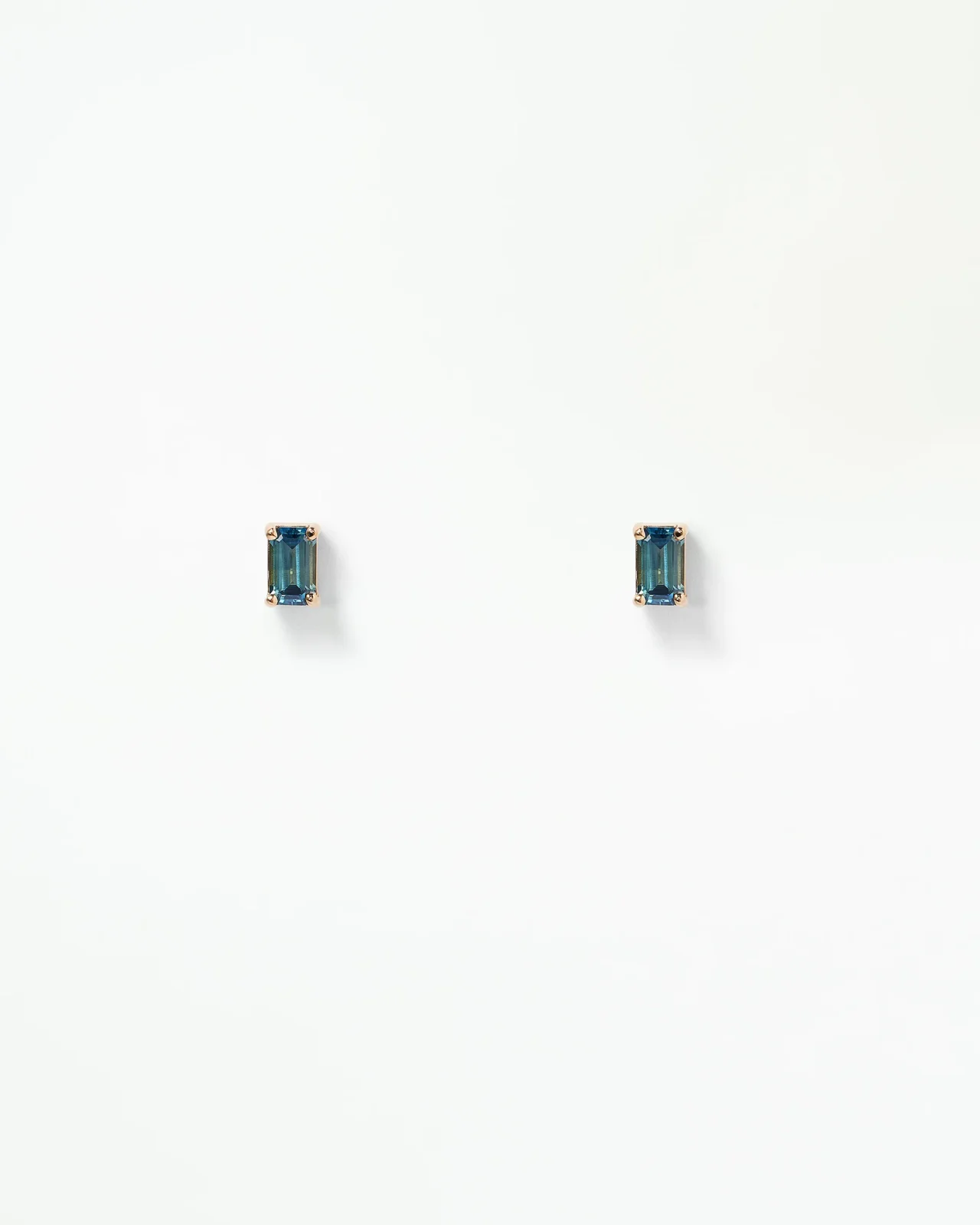 Large Emerald Cut Teal Sapphire Stud Earring