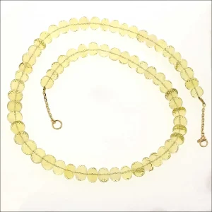 Lemon Quartz Bead Strand Necklace 18KY 23" (Consignment)
