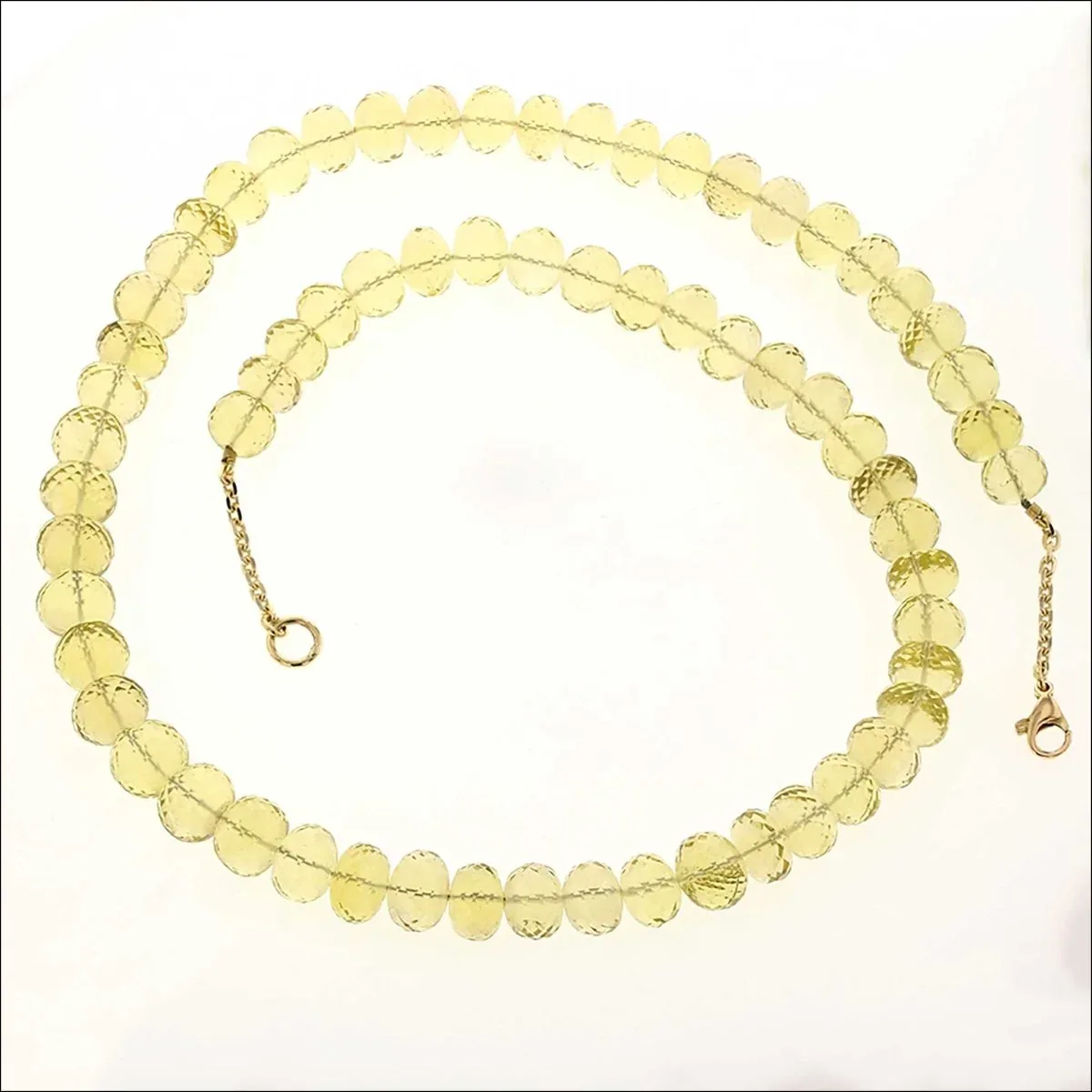 Lemon Quartz Bead Strand Necklace 18KY 23" (Consignment)