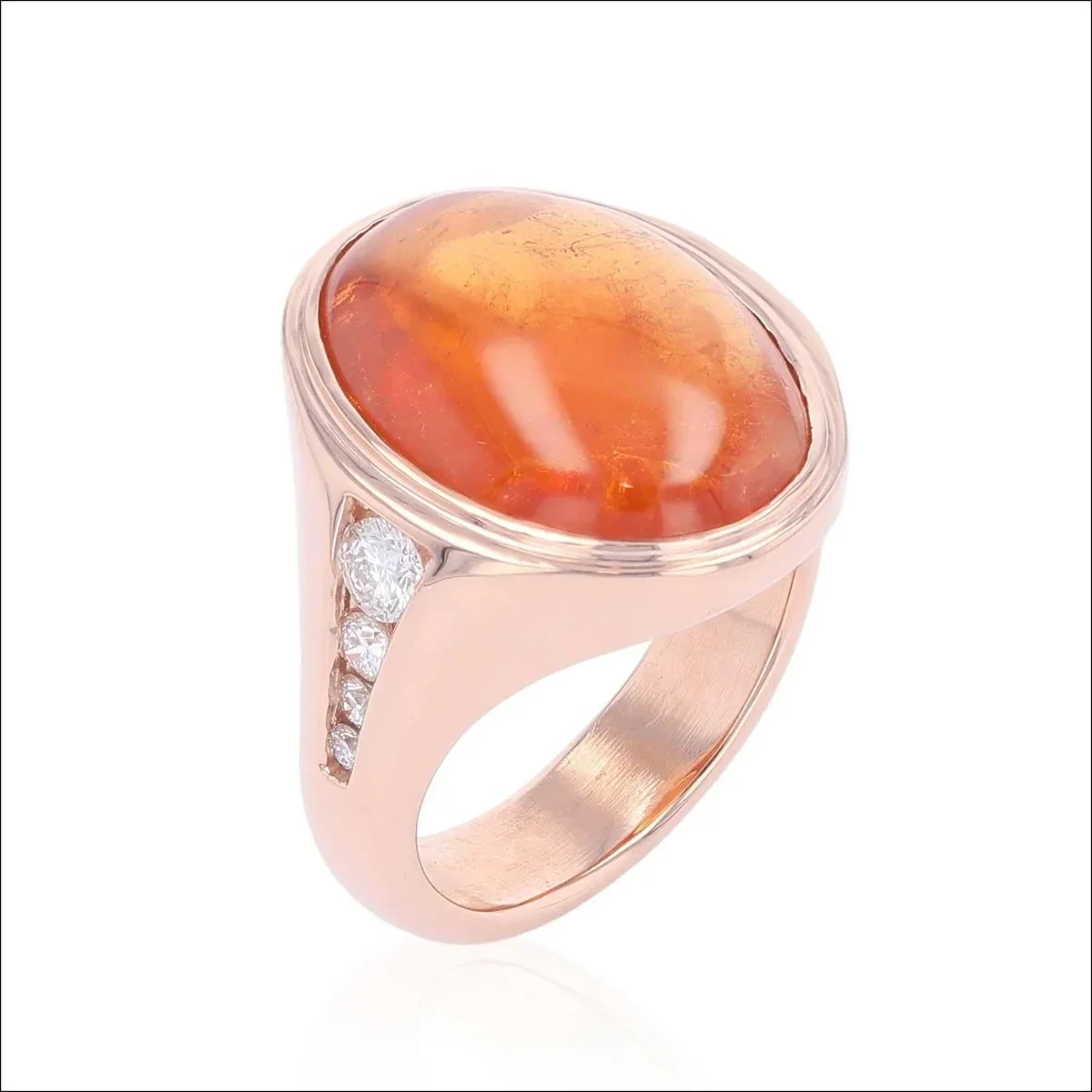 Mandarin Garnet and Diamond Ring 14K Rose