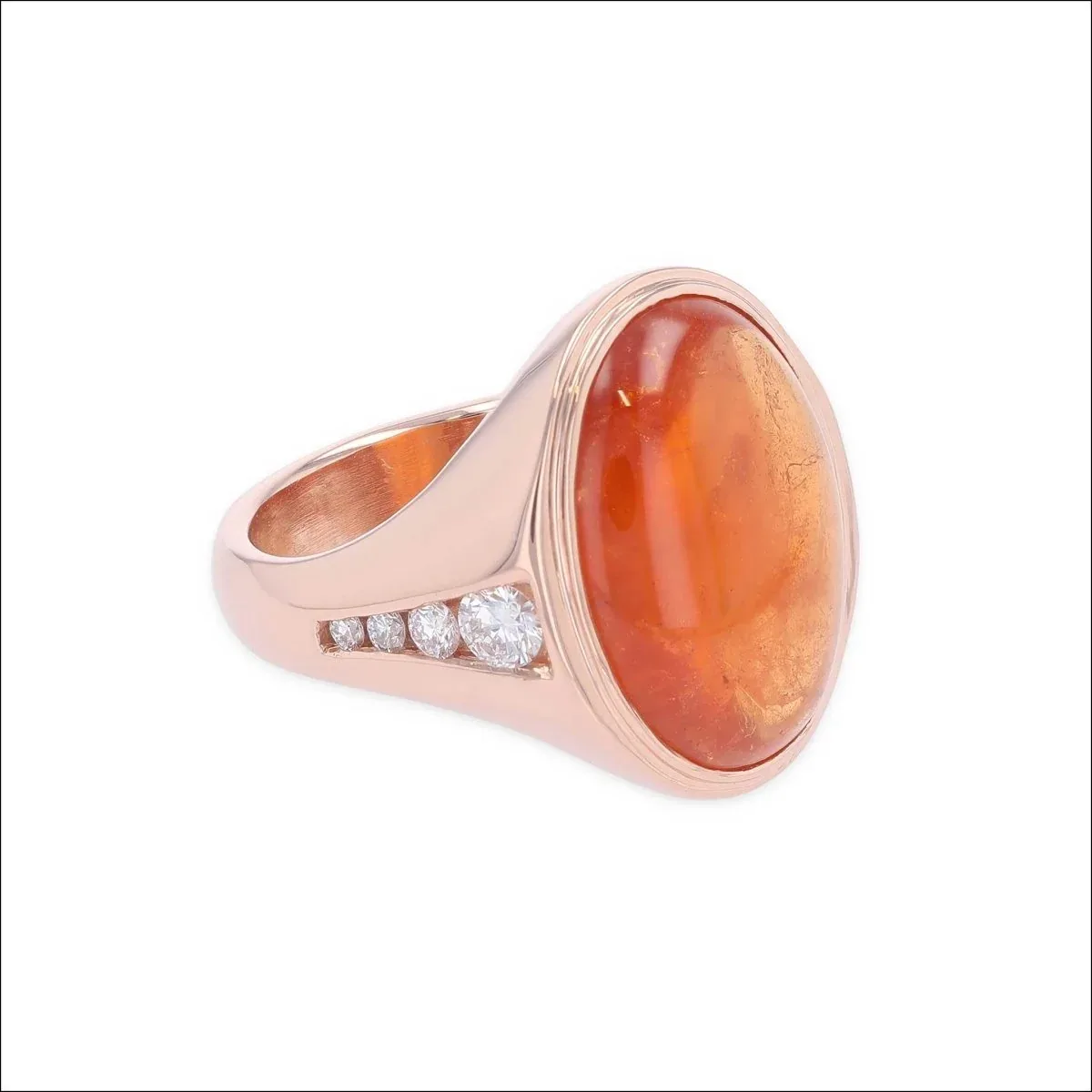 Mandarin Garnet and Diamond Ring 14K Rose - Image 2
