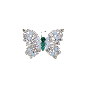 Medium Butterfly in Blue Lace Agate / Emerald / Air Blue Opal